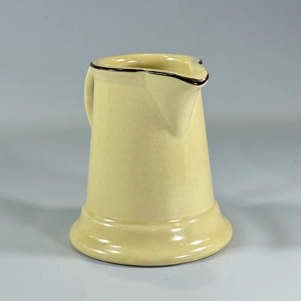 VTG Pfaltzgraff Village Creamer Pitcher Tan Brown Floral Stoneware USA 6-24